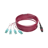 Tripp Lite 40G MTP/MPO to 4xLC Fan-Out OM4 Plenum-Rated Fiber Optic Cable, 40GBASE-SR4, Push/Pull Tabs, Magenta, 5m — Being Shipped