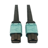 Tripp Lite 400G Multimode 50/125 OM4 Plenum-Rated Fiber Optic Cable, 24F MTP/MPO-PC (F/F), Aqua, 3 m — Being Shipped