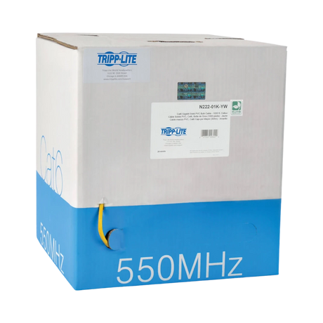Tripp Lite Cat6 Gigabit Solid Core UTP PVC Bulk Ethernet Cable, Yellow, 1000 ft. (304.8 m), TAA — Being Shipped