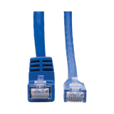 Tripp Lite Down-Angle Cat6 Gigabit Molded UTP Ethernet Cable (RJ45 Right-Angle Down M to RJ45 M), Blue, 1 ft. (0.31 m) — Being Shipped