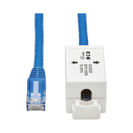 Tripp Lite Cat6a Keystone Jack Cable Assembly, Shielded, PoE+, RJ45 M/F, 18-in. (45.72 cm), Blue, TAA — Being Shipped