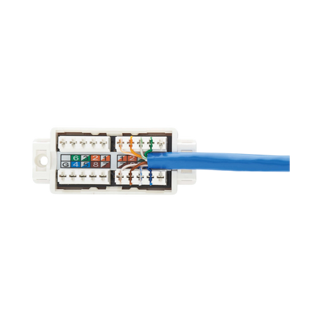 Tripp Lite Cat6a Keystone Jack Cable Assembly, Shielded, PoE+, RJ45 M/F, 18-in. (45.72 cm), Blue, TAA — Being Shipped