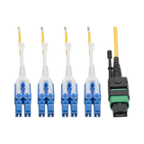 Tripp Lite MTP/MPO (APC) to 4xLC (UPC) Singlemode Breakout Patch Cable, 40/100 GbE, QSFP+ 40GBASE-PLR4, Plenum, Yellow, 1 m (3.3 ft.) — Being Shipped