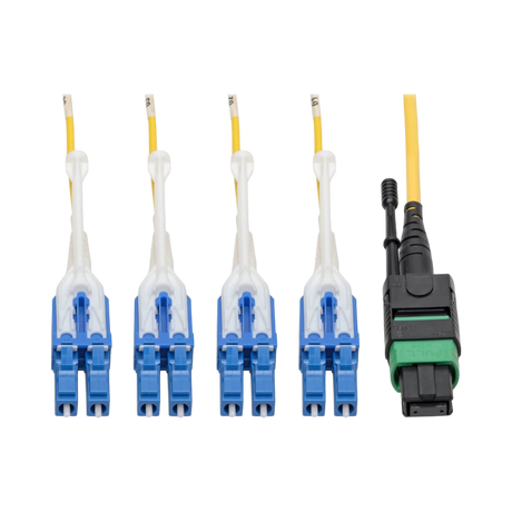 Tripp Lite MTP/MPO (APC) to 4xLC (UPC) Singlemode Breakout Patch Cable, 40/100 GbE, QSFP+ 40GBASE-PLR4, Plenum, Yellow, 5 m (16 ft.) — Being Shipped