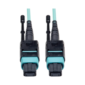 Tripp Lite MTP/MPO Patch Cable with Push/Pull Tabs, 12 Fiber, 40GbE, 40GBASE-SR4, OM3 Plenum-Rated, Aqua, 2M (6 ft.) — Being Shipped