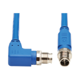Tripp Lite M12 X-Code Cat6a 10G F/UTP CMR-LP Shielded Ethernet Cable (Right-Angle M/M), IP68, PoE, Blue, 2 m (6.6 ft.), TAA — Being Shipped