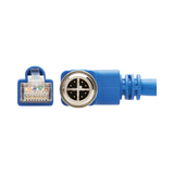 Tripp Lite M12 X-Code Cat6a 10G F/UTP CMR-LP Shielded Ethernet Cable (Right-Angle M12 M/RJ45 M), IP68, PoE, Blue, 10 m (32.8 ft.), TAA — Being Shipped