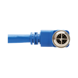 Tripp Lite M12 X-Code Cat6a 10G F/UTP CMR-LP Shielded Ethernet Cable (Right-Angle M12 M/RJ45 M), IP68, PoE, Blue, 3 m (9.8 ft.), TAA — Being Shipped