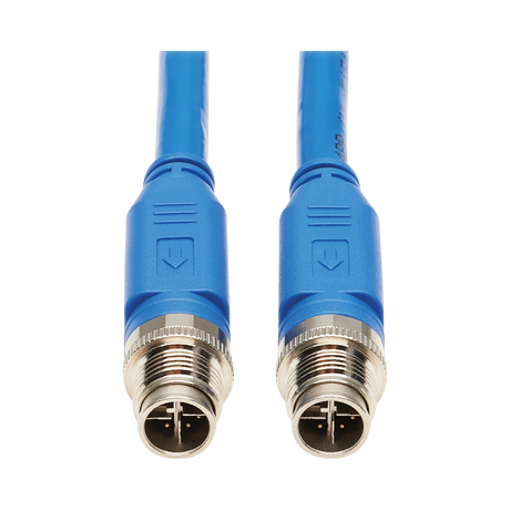 Tripp Lite M12 X-Code Cat6a 10G F/UTP CMR-LP Shielded Ethernet Cable (M/M), IP68, PoE, Blue, 10 m (32.8 ft.), TAA — Being Shipped