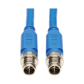 Tripp Lite M12 X-Code Cat6 1G UTP CMR-LP Ethernet Cable (M/M), IP68, PoE, Blue, 3 m (9.8 ft.), TAA — Being Shipped