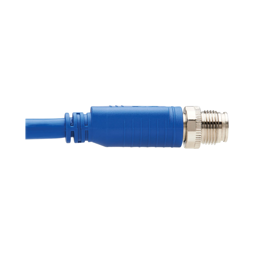 Tripp Lite M12 X-Code Cat6 1G UTP CMR-LP Ethernet Cable (M/M), IP68, PoE, Blue, 1 m (3.3 ft.), TAA — Being Shipped
