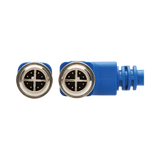 Tripp Lite M12 X-Code Cat6 1G UTP CMR-LP Ethernet Cable (Right-Angle M/M), IP68, PoE, Blue, 1 m (3.3 ft.), TAA — Being Shipped