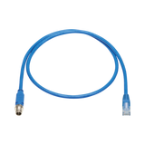 Tripp Lite M12 X-Code Cat6 1G UTP CMR-LP Ethernet Cable (M12 M/RJ45 M), IP68, PoE, Blue, 2 m (6.6 ft.), TAA — Being Shipped