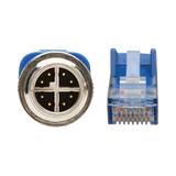 Tripp Lite M12 X-Code Cat6 1G UTP CMR-LP Ethernet Cable (M12 M/RJ45 M), IP68, PoE, Blue, 2 m (6.6 ft.), TAA — Being Shipped