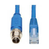 Tripp Lite M12 X-Code Cat6 1G UTP CMR-LP Ethernet Cable (M12 M/RJ45 M), IP68, PoE, Blue, 2 m (6.6 ft.), TAA — Being Shipped