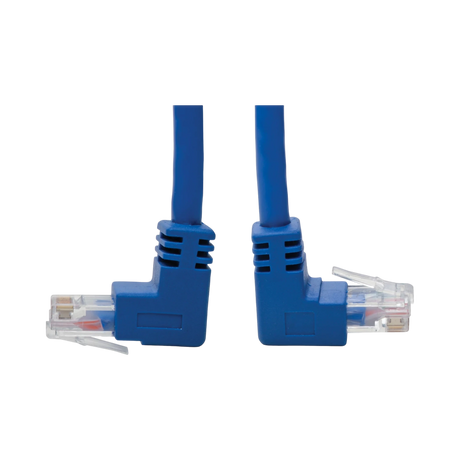 Tripp Lite Up/Down-Angle Cat6 Gigabit Molded UTP Ethernet Cable (RJ45 Up-Angle M to RJ45 Down-Angle M), Blue, 3 ft. (0.91 m) — Being Shipped