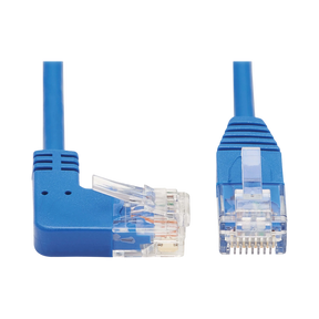 Tripp Lite Right-Angle Cat6 Gigabit Molded Slim UTP Ethernet Cable (RJ45 Right-Angle M to RJ45 M), Blue, 7 ft. (2.13 m) — Being Shipped