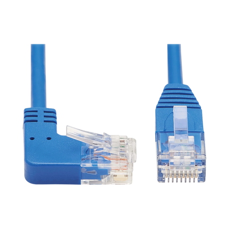 Tripp Lite Right-Angle Cat6 Gigabit Molded Slim UTP Ethernet Cable (RJ45 Right-Angle M to RJ45 M), Blue, 7 ft. (2.13 m) — Being Shipped