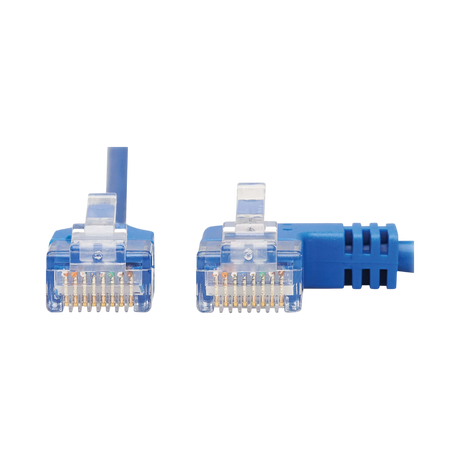 Tripp Lite Right-Angle Cat6 Gigabit Molded Slim UTP Ethernet Cable (RJ45 Right-Angle M to RJ45 M), Blue, 7 ft. (2.13 m) — Being Shipped