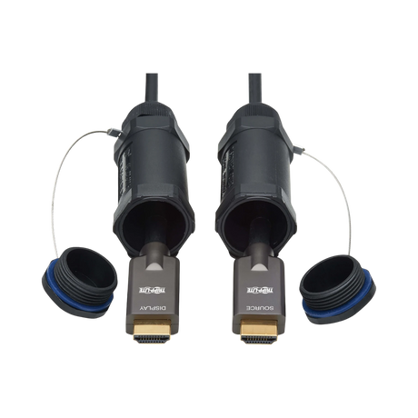Tripp Lite High-Speed Armored HDMI Fiber Active Optical Cable (AOC) with Hooded Connectors, 4K @ 60 Hz, HDR, IP68, M/M, Black, 30 m (98 ft.) — Being Shipped