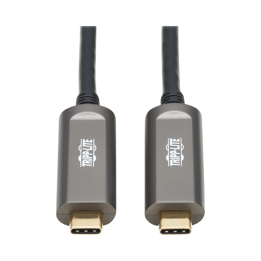 Tripp Lite USB-C AOC Cable (M/M), USB 3.2 Gen 2 (10 Gbps) Plenum-Rated Fiber Active Optical Cable, Data Only, Black, 20 m (66 ft.) — Being Shipped