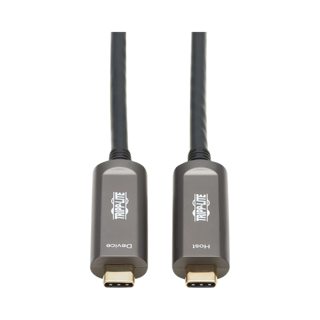 Tripp Lite USB-C AOC Cable (M/M), USB 3.2 Gen 2 (10 Gbps) Plenum-Rated Fiber Active Optical Cable, Data Only, Backward Compatible, Black, 15 m (49 ft.) — Being Shipped