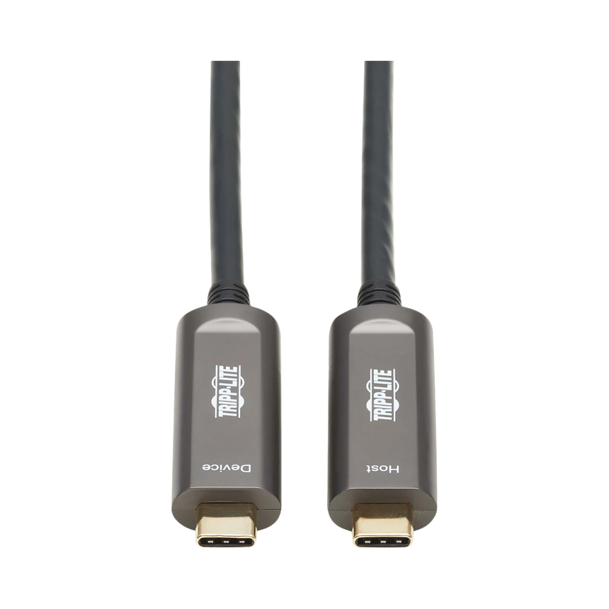 Tripp Lite USB-C AOC Cable (M/M), USB 3.2 Gen 2 (10 Gbps) Plenum-Rated Fiber Active Optical Cable, Data Only, Backward Compatible, Black, 15 m (49 ft.) — Being Shipped