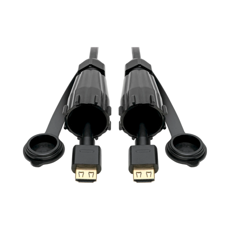 Tripp Lite High-Speed HDMI Cable (M/M), 4K 60 Hz, HDR, Industrial, IP68, Hooded Connectors, Black, 12 ft. — Being Shipped