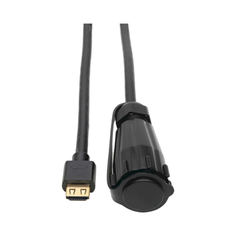 Tripp Lite High-Speed HDMI Cable (M/M), 4K 60 Hz, HDR, Industrial, IP68, Hooded Connector, Black, 12 ft. — Being Shipped
