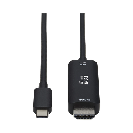 Tripp Lite USB-C to HDMI Active Adapter Cable (M/M), 4K 60 Hz, HDR, HDCP 2.2, DP 1.4 Alt Mode, Black, 3 ft. (0.9 m) — Being Shipped