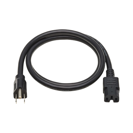 Tripp Lite Power Cord, NEMA 5-15P to C15, Heavy-Duty, 15A, 125V, 14 AWG, 8 ft. (2.43 m), Black — Being Shipped