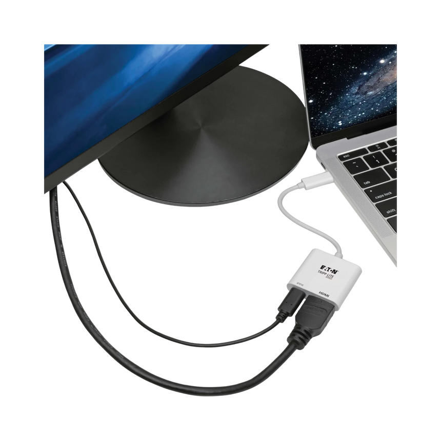 Tripp Lite USB-C to HDMI Adapter (M/F), 4K 60 Hz, 60W PD Charging, HDCP 2.2, White — Being Shipped