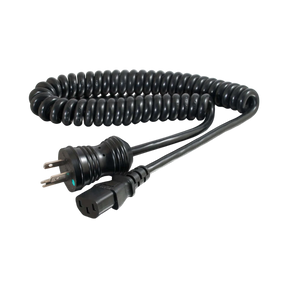 C2G 6ft (1.8m) 18 AWG Coiled Hospital Grade Power Cord (NEMA 5-15P to IEC320C13) (TAA Compliant), Black — Being Shipped