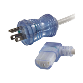 C2G 15ft (4.6m) 16 AWG Hospital Grade Power Cord (NEMA 5-15P to IEC320C13R), Gray with Clear Connectors (TAA Compliant) — Being Shipped