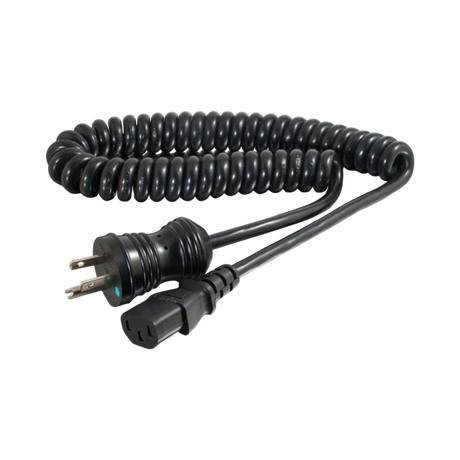 C2G 8ft (2.4m) 18 AWG Coiled Hospital Grade Power Cord (NEMA 5-15P to IEC320C13) (TAA Compliant), Black — Being Shipped
