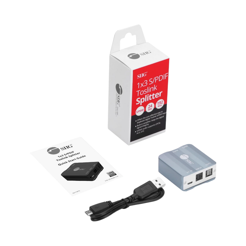 SIIG 1x3 Toslink S/PDIF Splitter, 192KHz, 24-bit Audio — Being Shipped