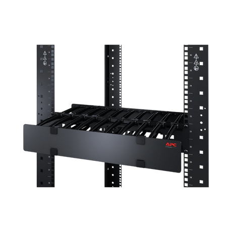 APC NetShelter Cable Management, Horizontal Cable Manager, 2U, with Cable Tie, Single Side with Cover, 482 x 89 x 165 mm — Being Shipped