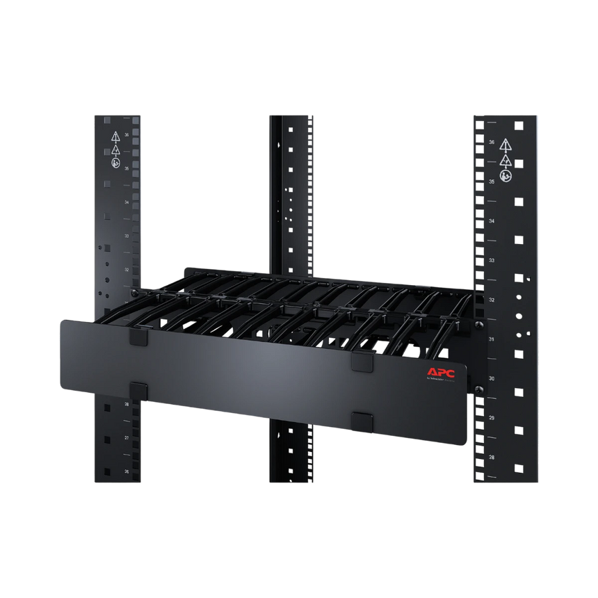 APC NetShelter Cable Management, Horizontal Cable Manager, 2U, with Cable Tie, Single Side with Cover, 482 x 89 x 165 mm — Being Shipped