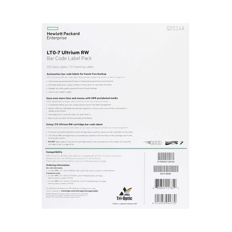 HPE LTO-7 Ultrium RW Bar Code Label Pack — Being Shipped