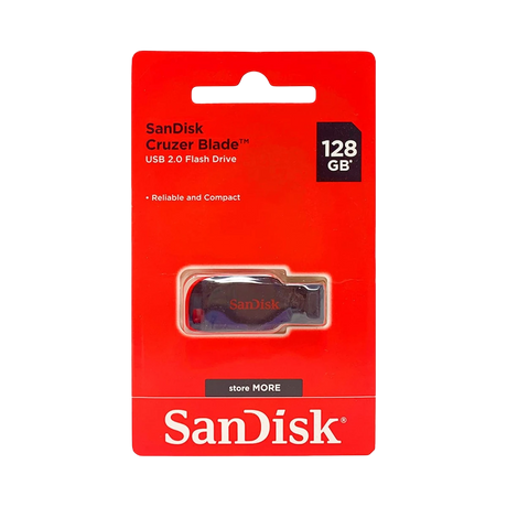 SanDisk Cruzer Blade 128GB USB 2.0 Flash Drive (Black/Red) — Being Shipped