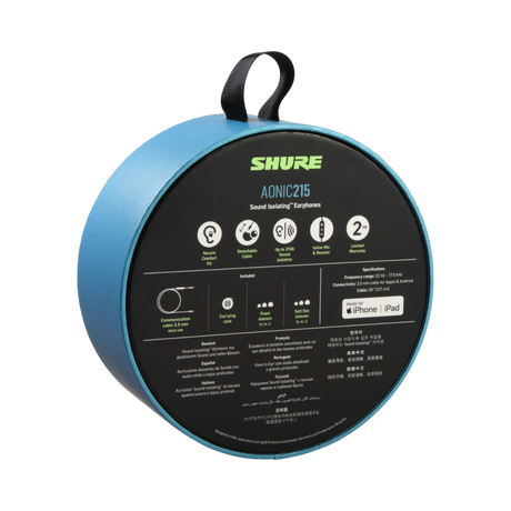 Shure SE215 Sound-Isolating In-Ear Stereo Earphones with RMCE-UNI Remote Mic Universal Cable (Blue) — Being Shipped