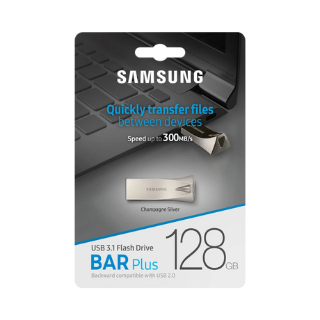 Samsung USB 3.1 Gen 1 BAR Plus 128GB Flash Drive (Silver) — Being Shipped