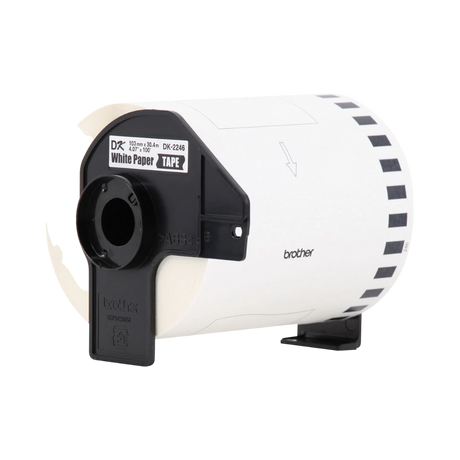 Brother DK2246 Black on White Continuous Length Paper Labels (4.07" x 100') — Being Shipped