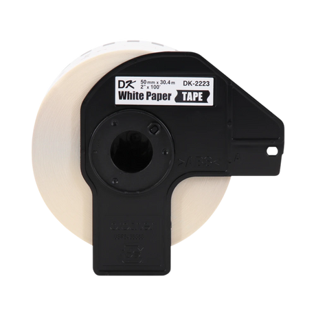 Brother DK-2223 2" x 100' Wide Width Black on White Continuous Paper Labels — Being Shipped