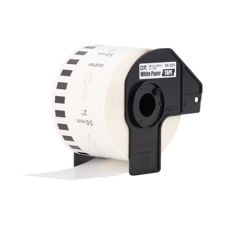 Brother DK-2223 2" x 100' Wide Width Black on White Continuous Paper Labels — Being Shipped