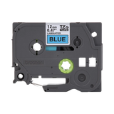 Brother Black Print on Blue Laminated Label Tape for P-touch Label Maker, 12mm (0.47") wide x 8m (26.2’) long — Being Shipped