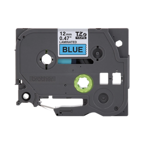 Brother Black Print on Blue Laminated Label Tape for P-touch Label Maker, 12mm (0.47") wide x 8m (26.2’) long — Being Shipped