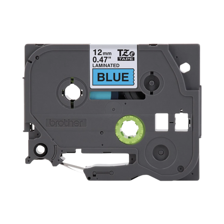 Brother Black Print on Blue Laminated Label Tape for P-touch Label Maker, 12mm (0.47") wide x 8m (26.2’) long — Being Shipped