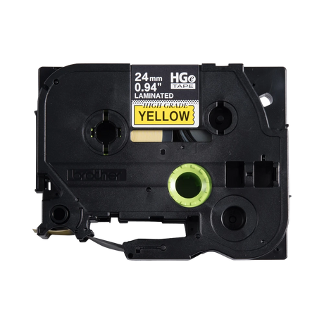 Brother 24mm (0.94") Black on Yellow HGE Tape With Standard Adhesive 8m (26.2 Ft) (5 Pack) — Being Shipped