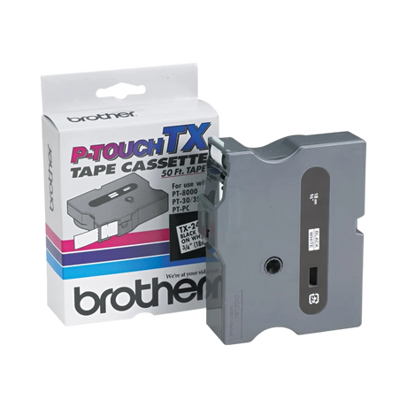 Brother TX-2411 0.75" x 50' Black-On-White Tape — Being Shipped